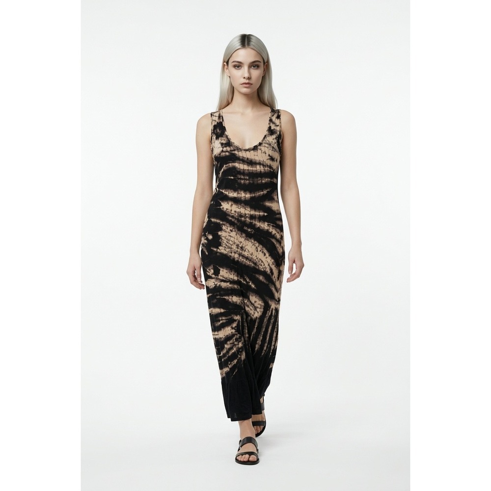 Young Fabulous & Broke Tie Dye Maxi Black Tan‎ Twisted Keyhole Back Womens S